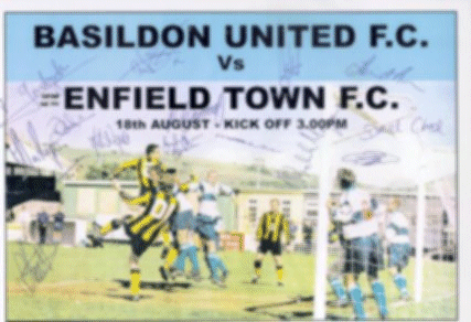A copy of the match programme of Enfield Town F.C.'s first competitive match, signed by the team.